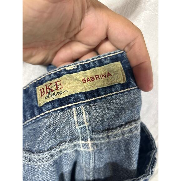 BKE Jeans 30x31.5 Sabrina Low Rise Flare VTG Y2K Distressed Blue Denim Buckle - Picture 10 of 12